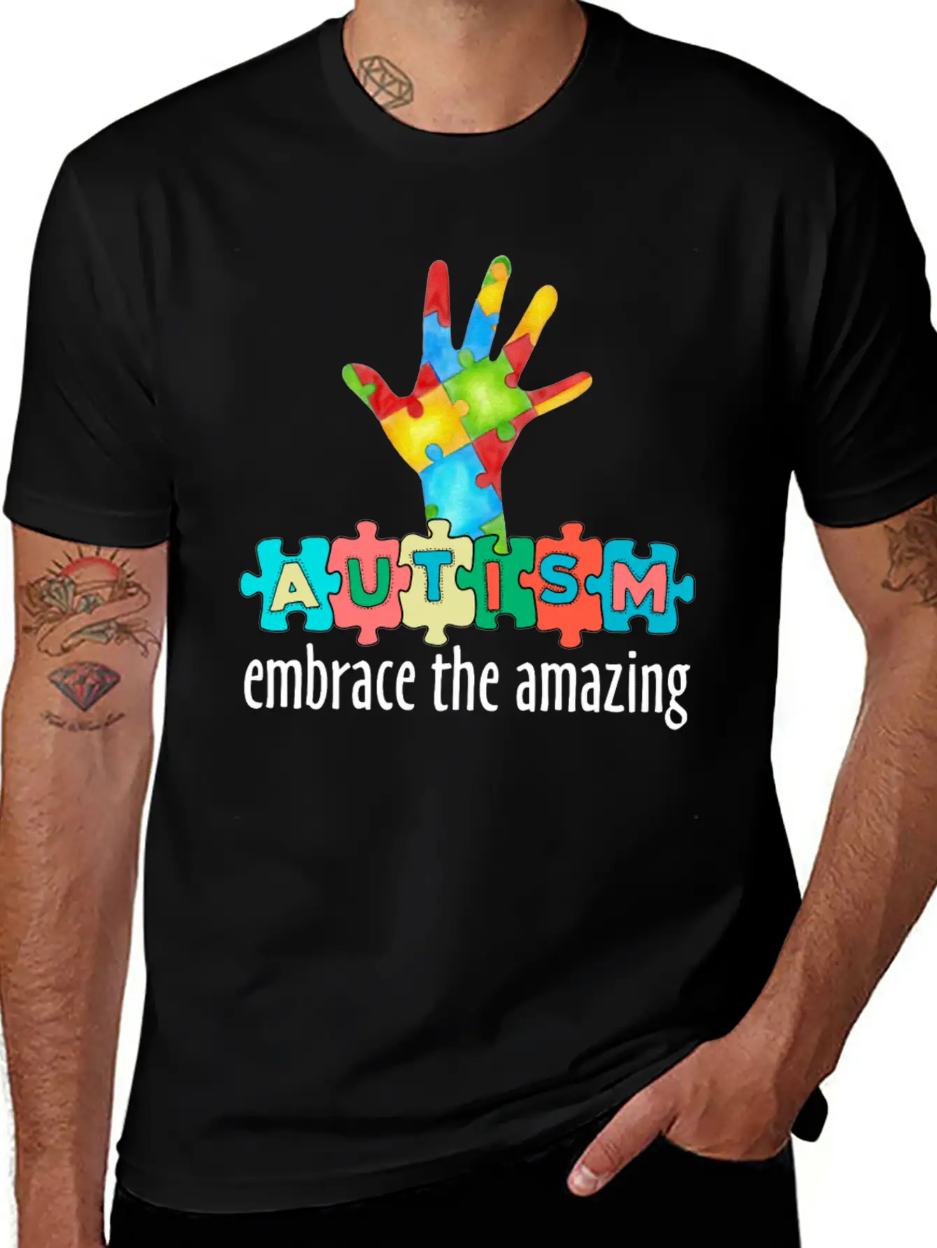 Autism Awareness Month - Embrace The Amazing Stylish Everyday T-Shirt – Unisex Basic Cotton Tee