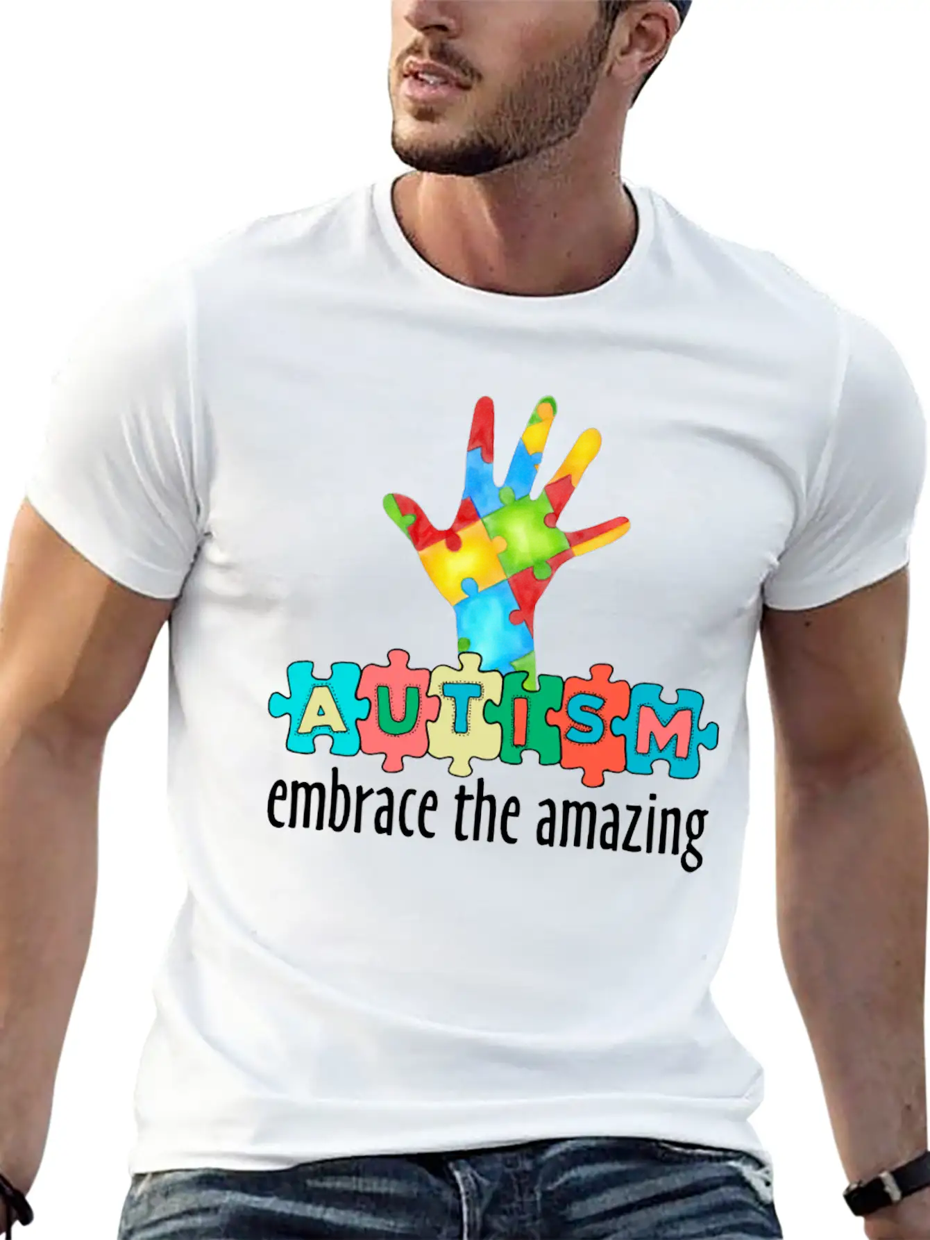 Autism Awareness Month - Embrace The Amazing Stylish Everyday T-Shirt – Unisex Basic Cotton Tee