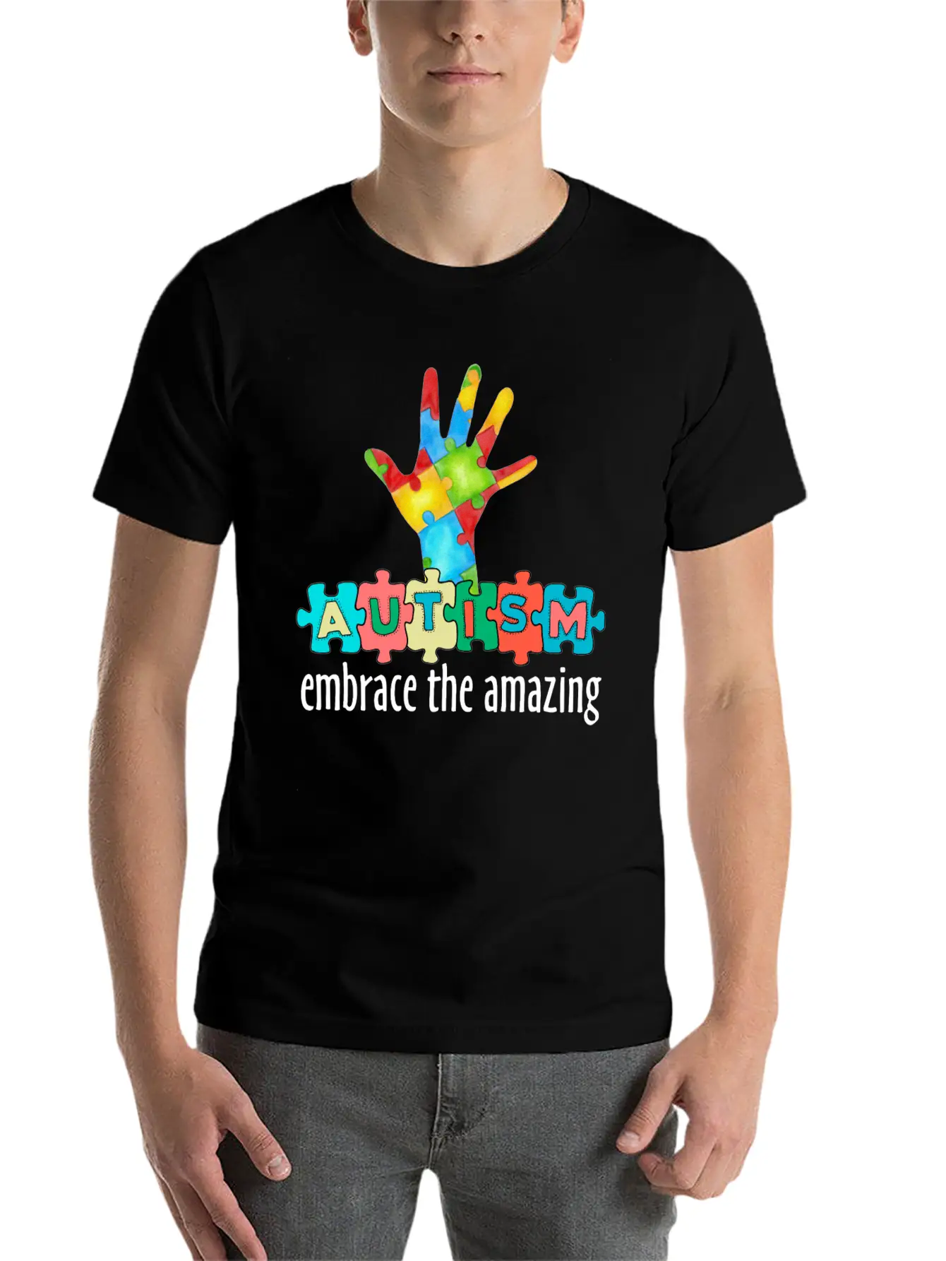 Autism Awareness Month - Embrace The Amazing Stylish Everyday T-Shirt – Unisex Basic Cotton Tee