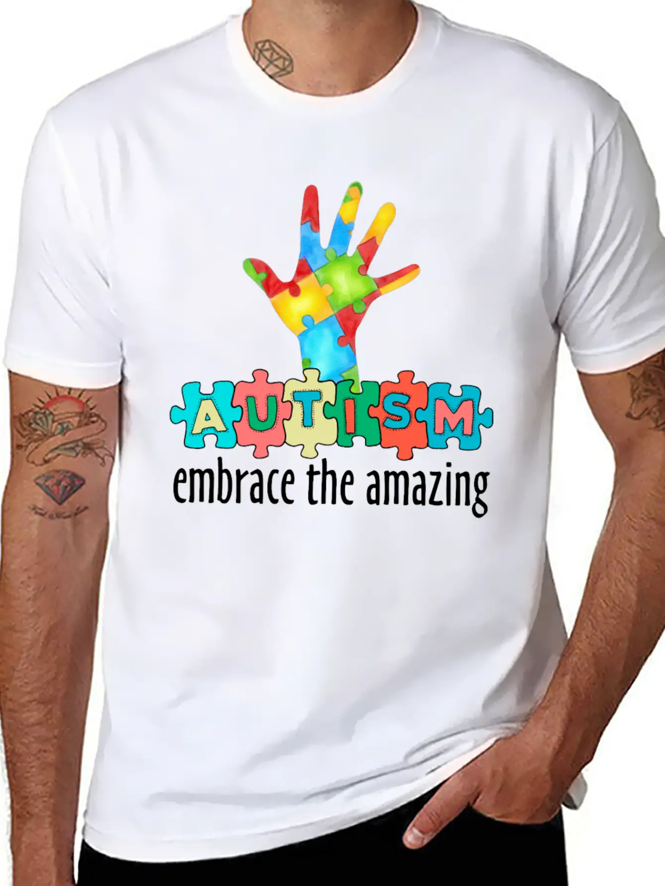 Autism Awareness Month - Embrace The Amazing Stylish Everyday T-Shirt – Unisex Basic Cotton Tee