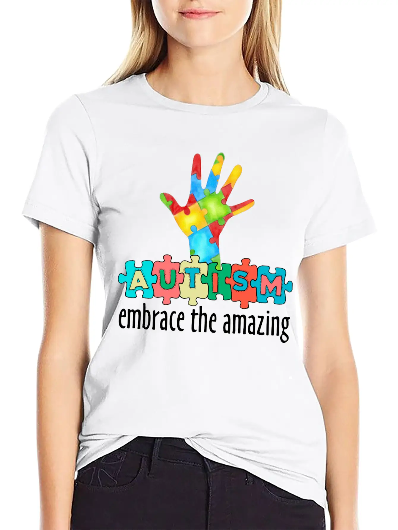 Autism Awareness Month - Embrace The Amazing Stylish Everyday T-Shirt – Unisex Basic Cotton Tee