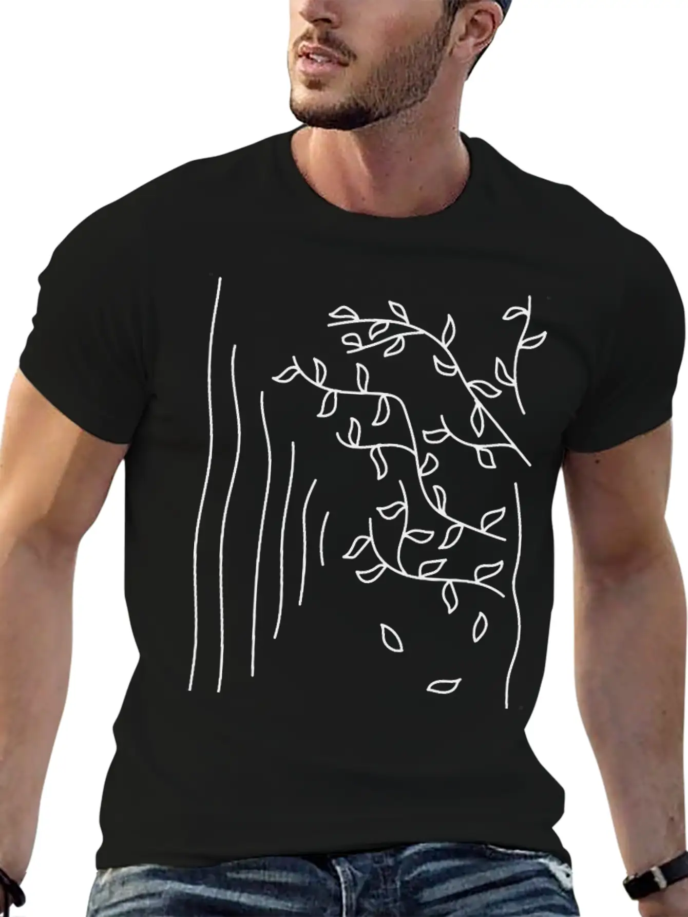 Autumn . Line Art Stylish Everyday T-Shirt – Unisex Basic Cotton Tee
