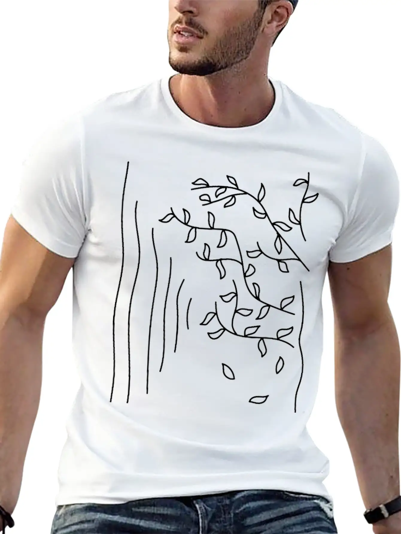 Autumn . Line Art Stylish Everyday T-Shirt – Unisex Basic Cotton Tee