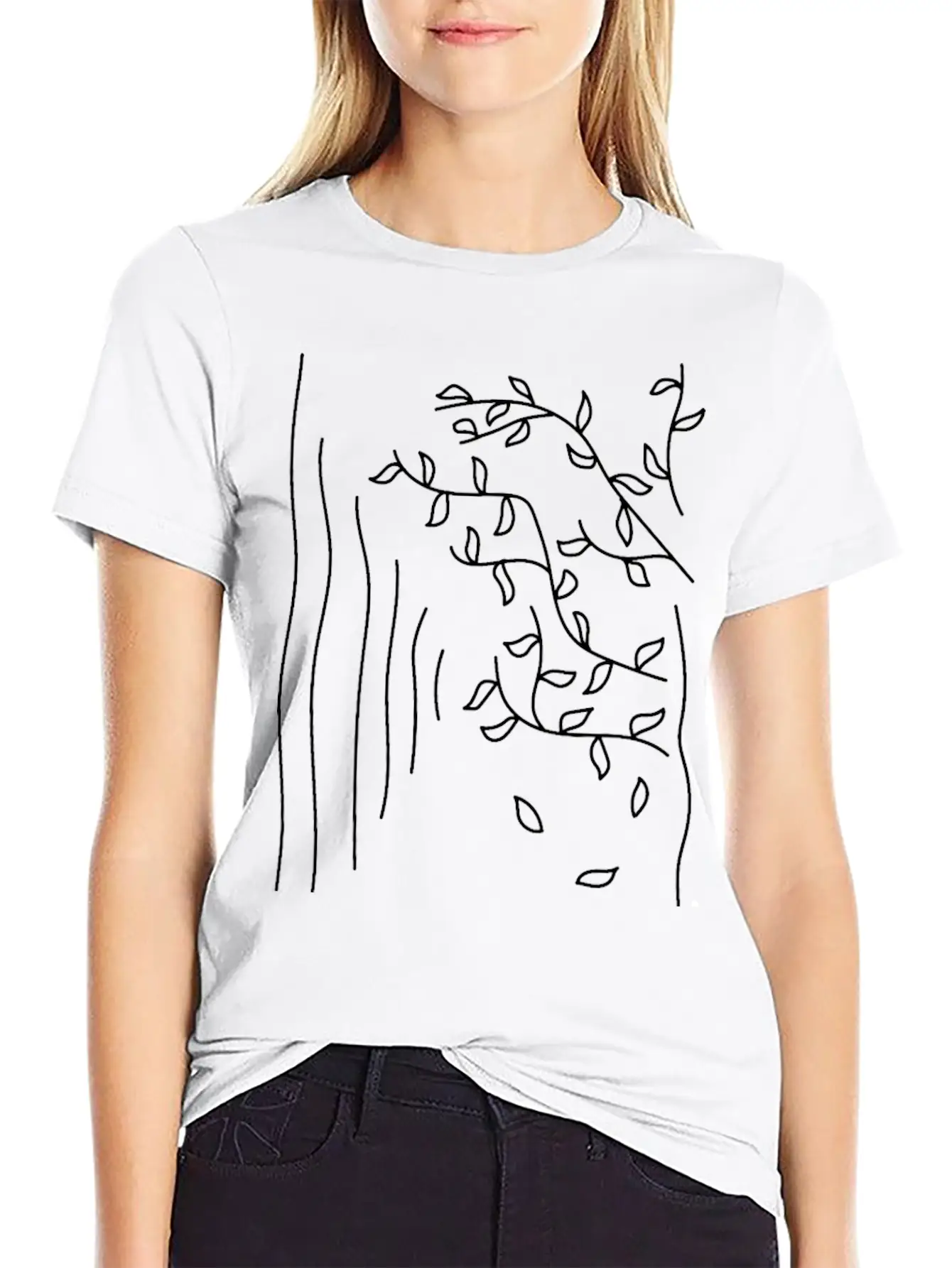 Autumn . Line Art Stylish Everyday T-Shirt – Unisex Basic Cotton Tee
