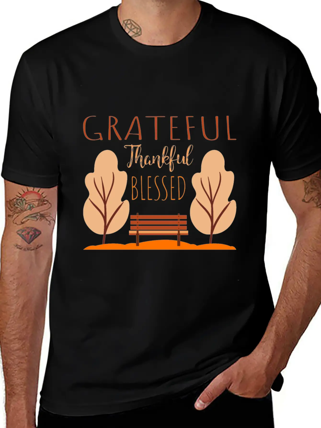 Autumn Saying - Park Bench In The Autumnal Foliage Comfortable Minimalist Graphic Tee – Summer Style Essential