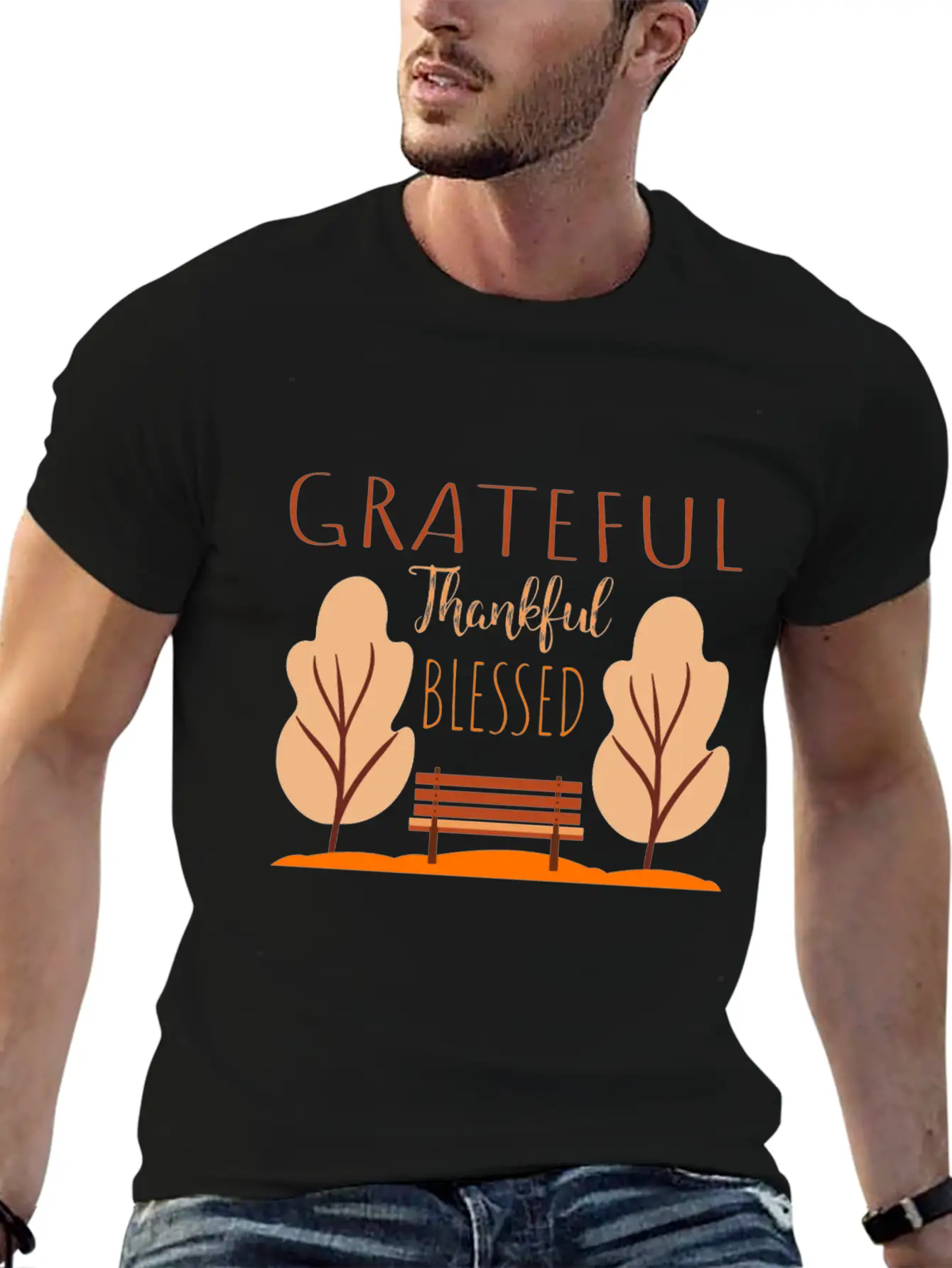 Autumn Saying - Park Bench In The Autumnal Foliage Comfortable Minimalist Graphic Tee – Summer Style Essential