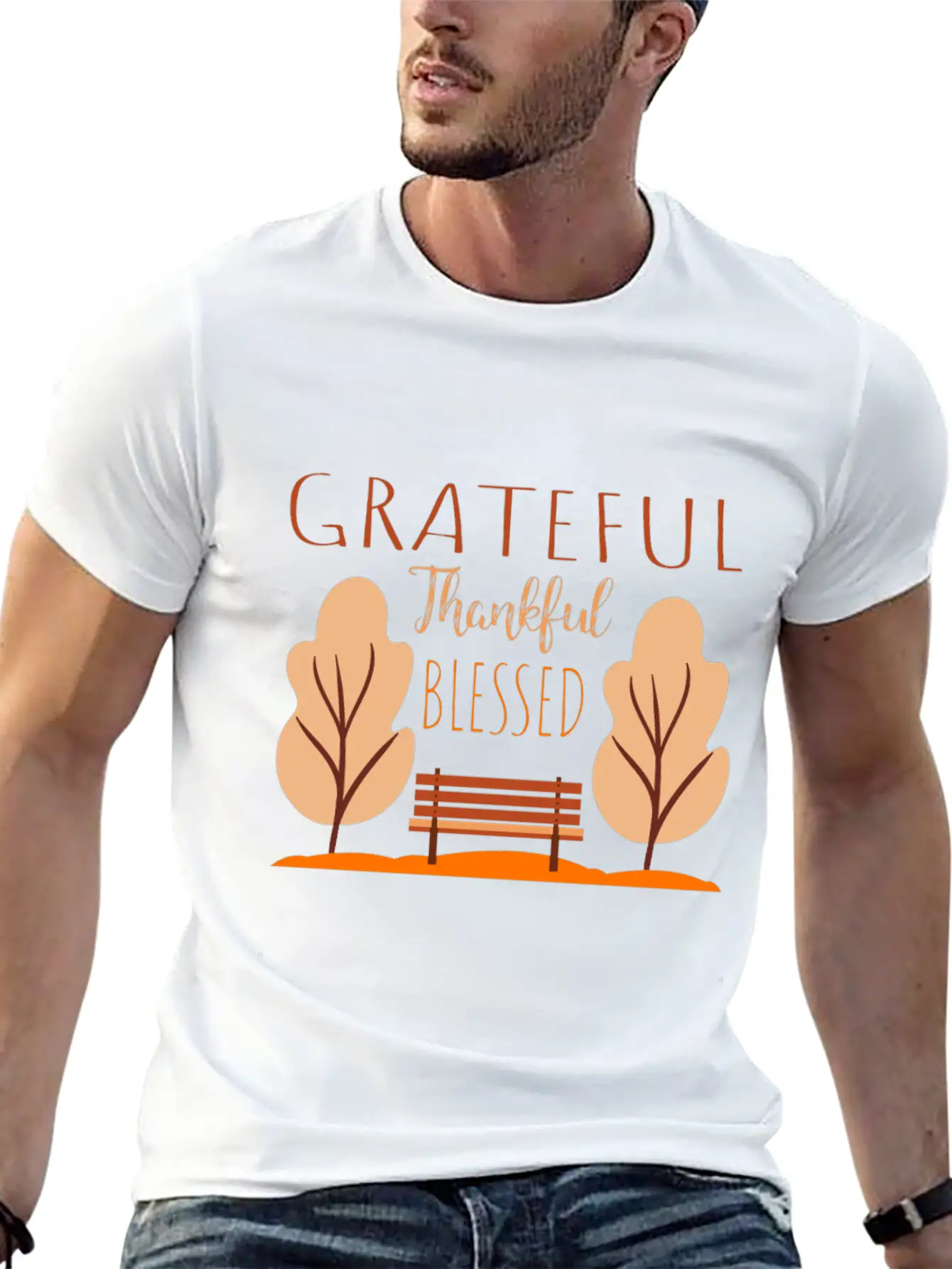 Autumn Saying - Park Bench In The Autumnal Foliage Comfortable Minimalist Graphic Tee – Summer Style Essential