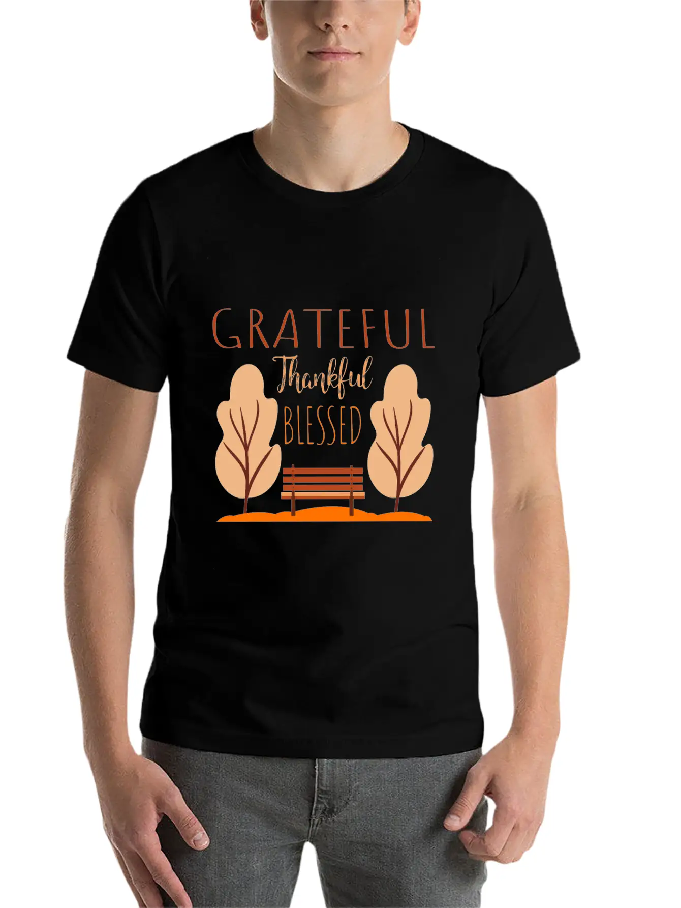 Autumn Saying - Park Bench In The Autumnal Foliage Comfortable Minimalist Graphic Tee – Summer Style Essential