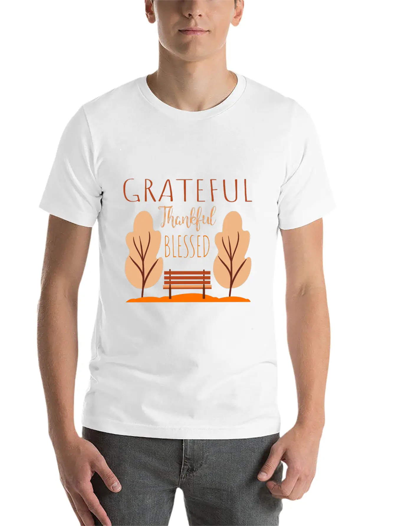 Autumn Saying - Park Bench In The Autumnal Foliage Comfortable Minimalist Graphic Tee – Summer Style Essential