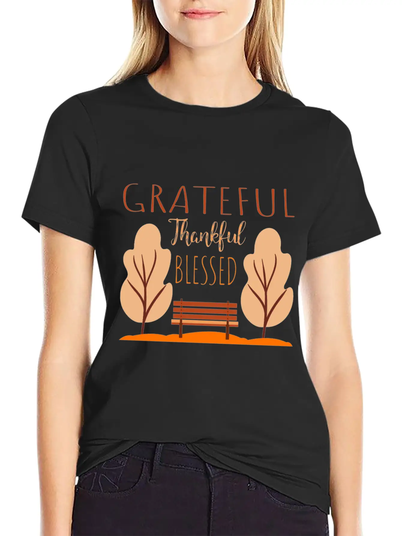 Autumn Saying - Park Bench In The Autumnal Foliage Comfortable Minimalist Graphic Tee – Summer Style Essential