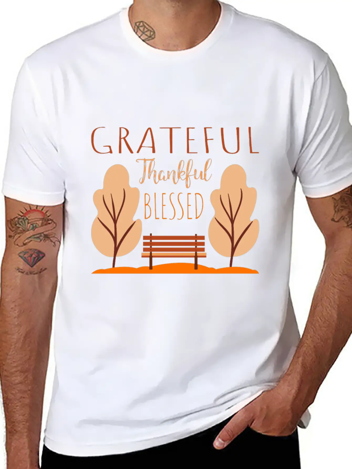 Autumn Saying - Park Bench In The Autumnal Foliage Comfortable Minimalist Graphic Tee – Summer Style Essential