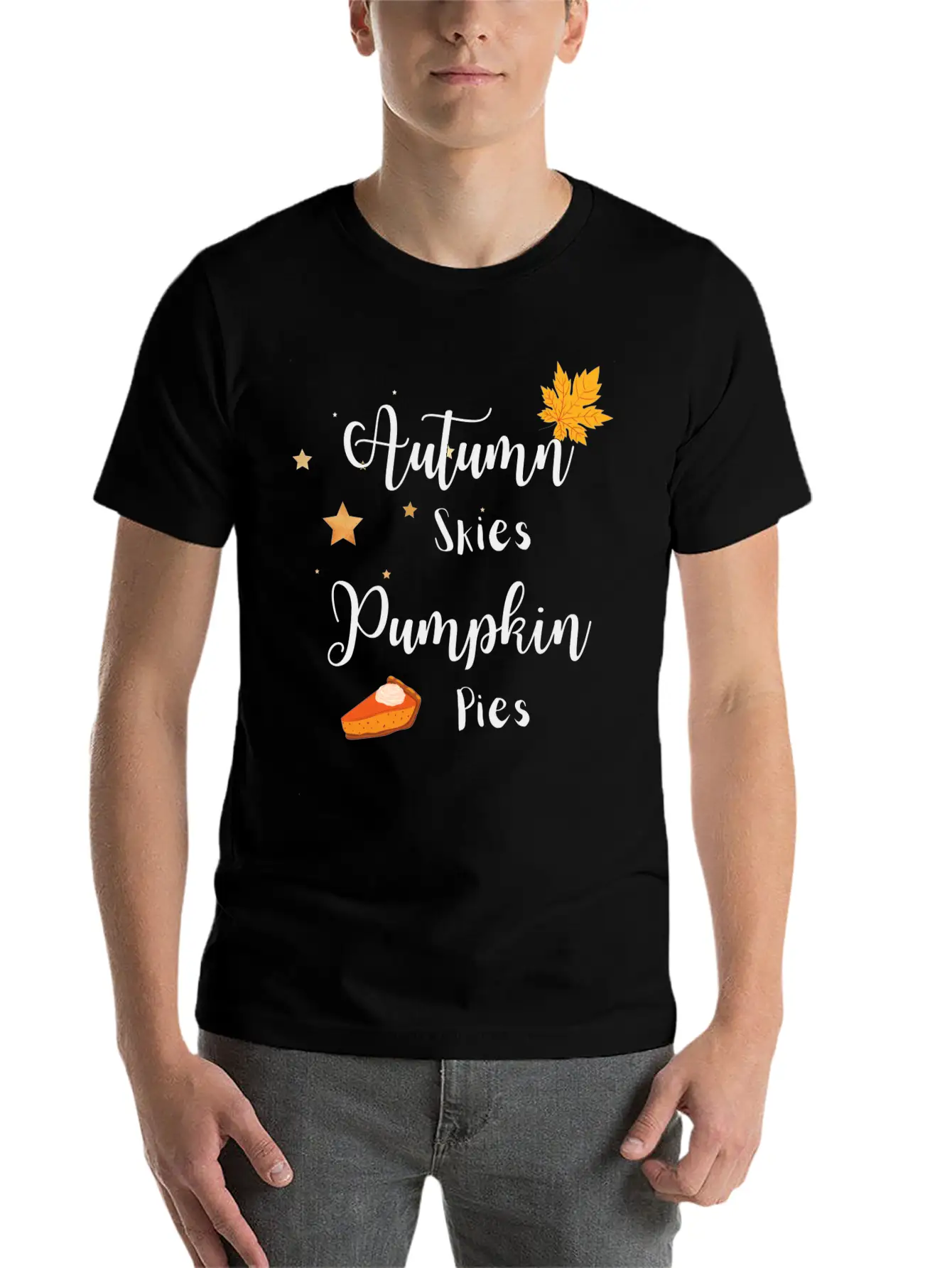 Autumn Skies Pumpkin Pies Unisex Casual T-Shirt – Clean Design For Daily Comfort