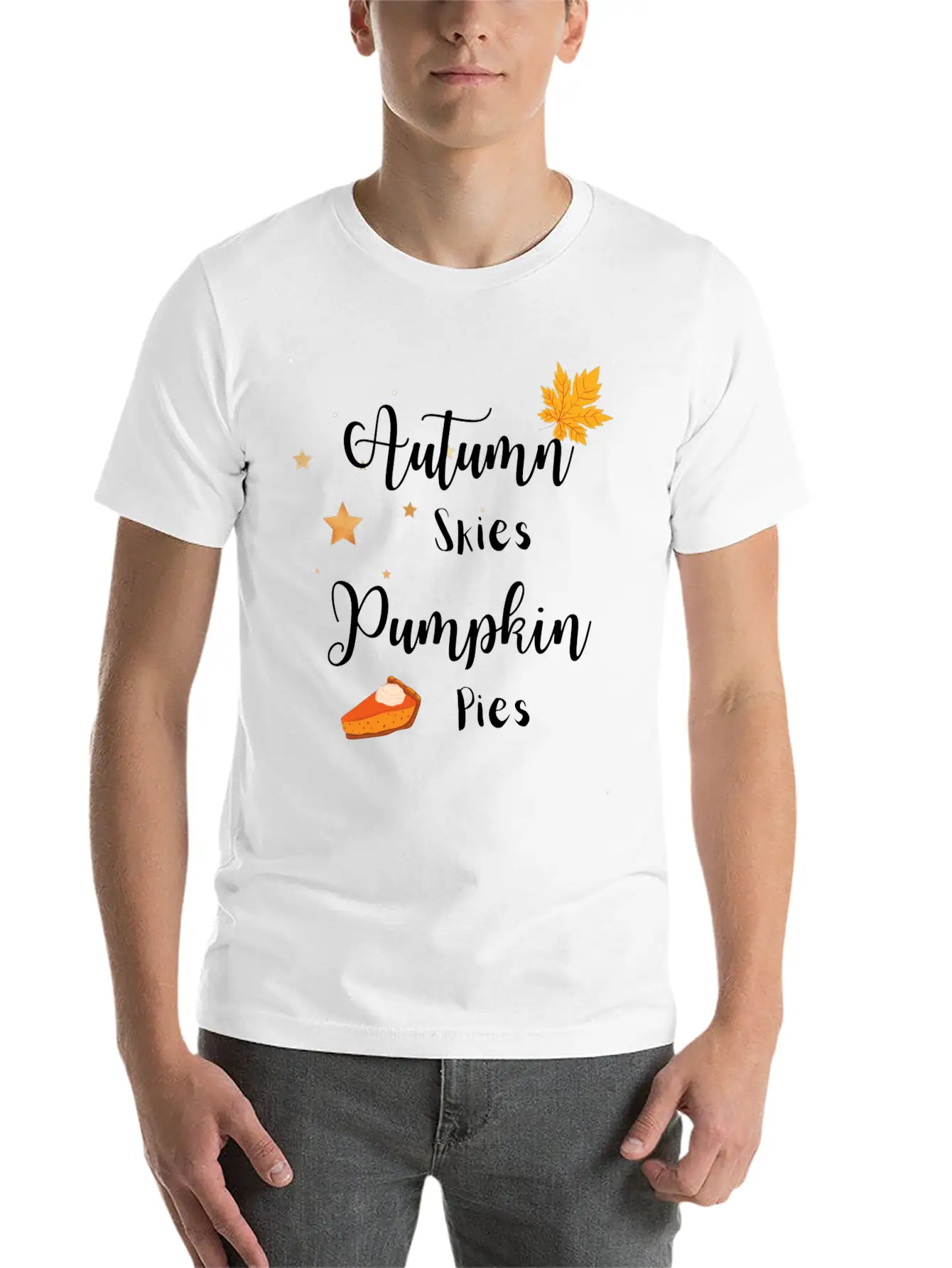 Autumn Skies Pumpkin Pies Unisex Casual T-Shirt – Clean Design For Daily Comfort
