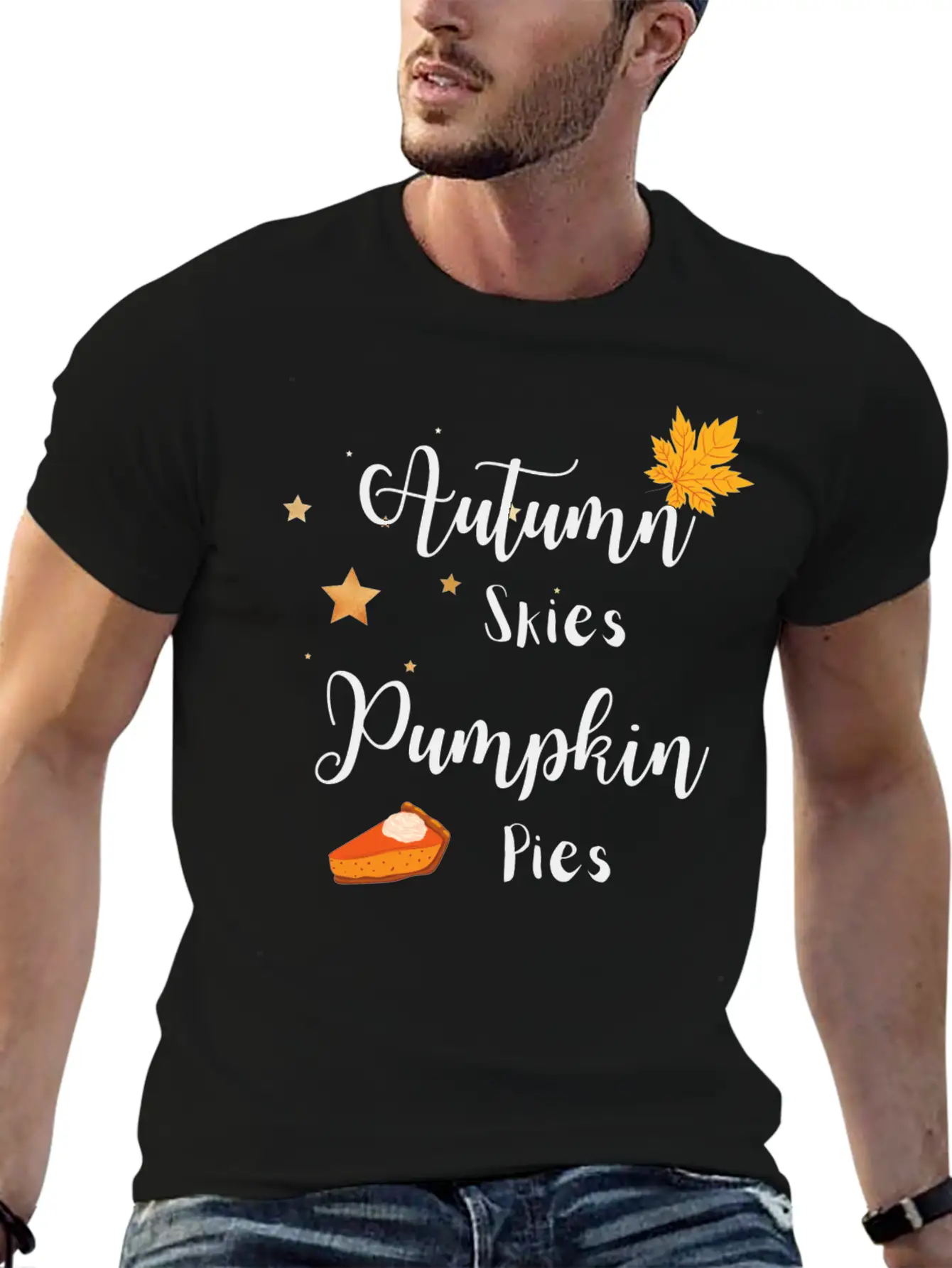 Autumn Skies Pumpkin Pies Unisex Casual T-Shirt – Clean Design For Daily Comfort