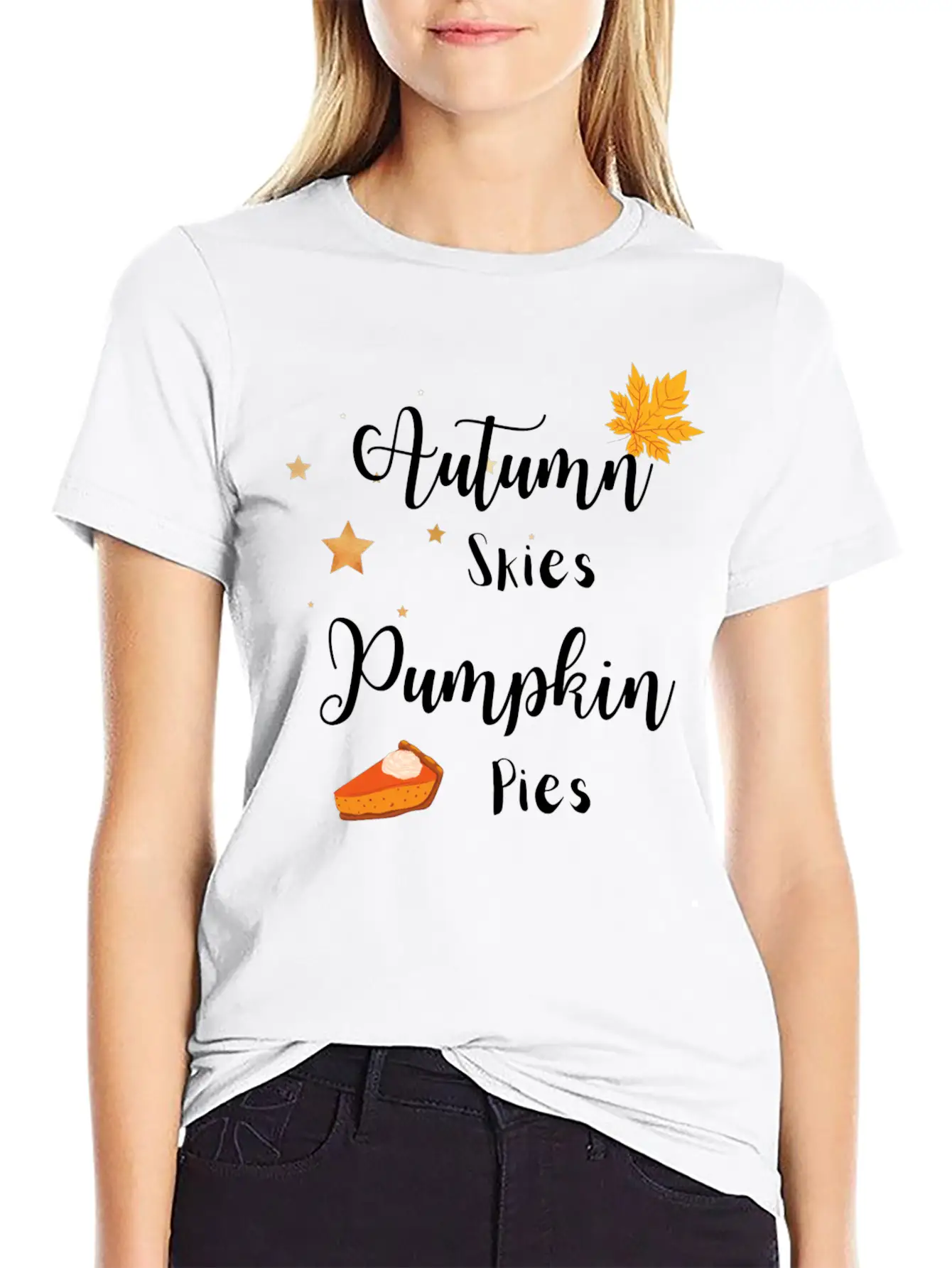 Autumn Skies Pumpkin Pies Unisex Casual T-Shirt – Clean Design For Daily Comfort