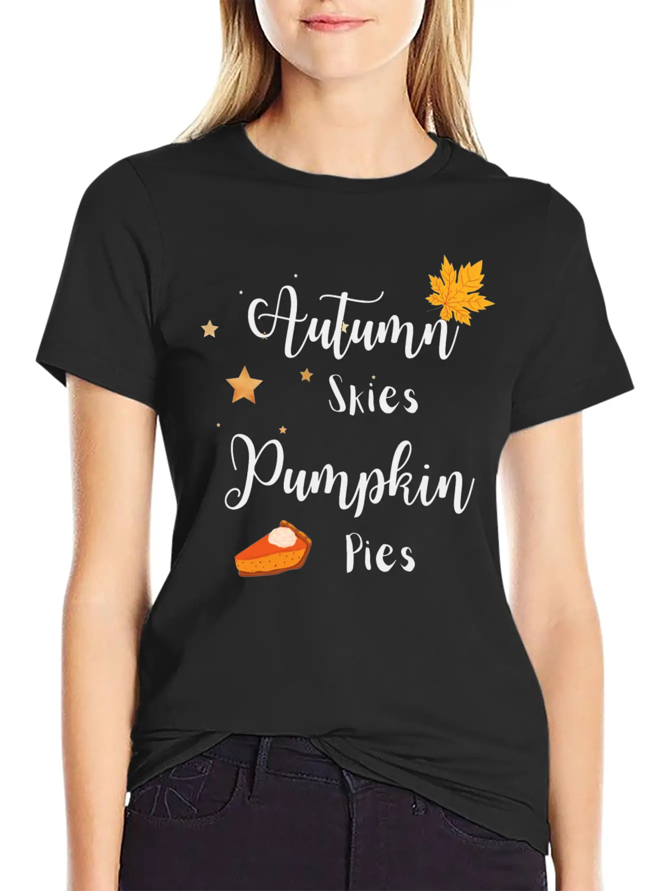 Autumn Skies Pumpkin Pies Unisex Casual T-Shirt – Clean Design For Daily Comfort
