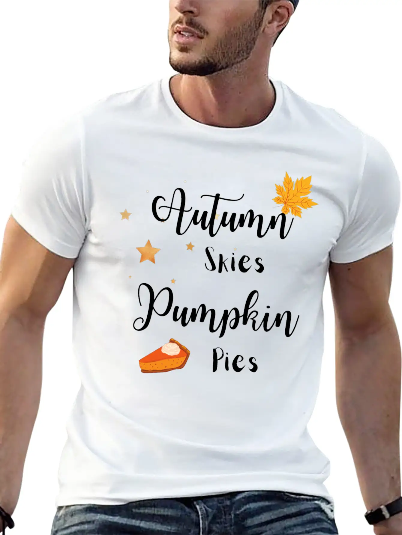 Autumn Skies Pumpkin Pies Unisex Casual T-Shirt – Clean Design For Daily Comfort