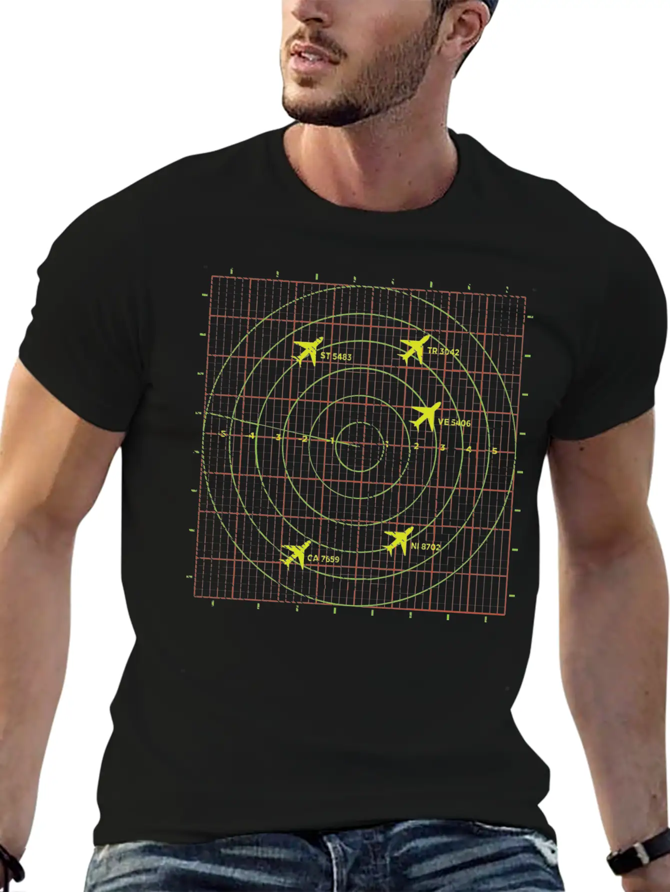 Aviation Flight Radar Screen With Planes Timeless Short Sleeve Tee – Comfy And Minimalist Design