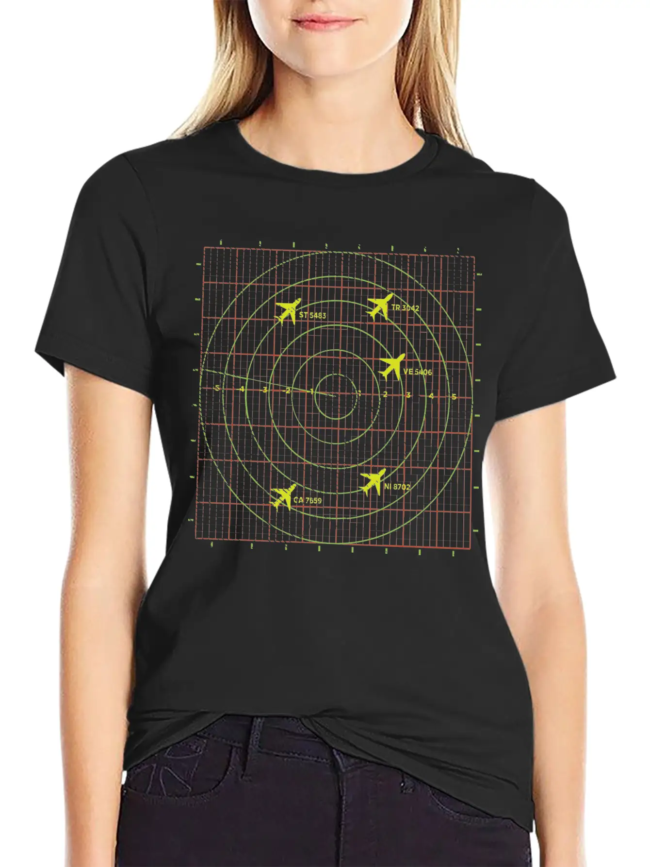 Aviation Flight Radar Screen With Planes Timeless Short Sleeve Tee – Comfy And Minimalist Design