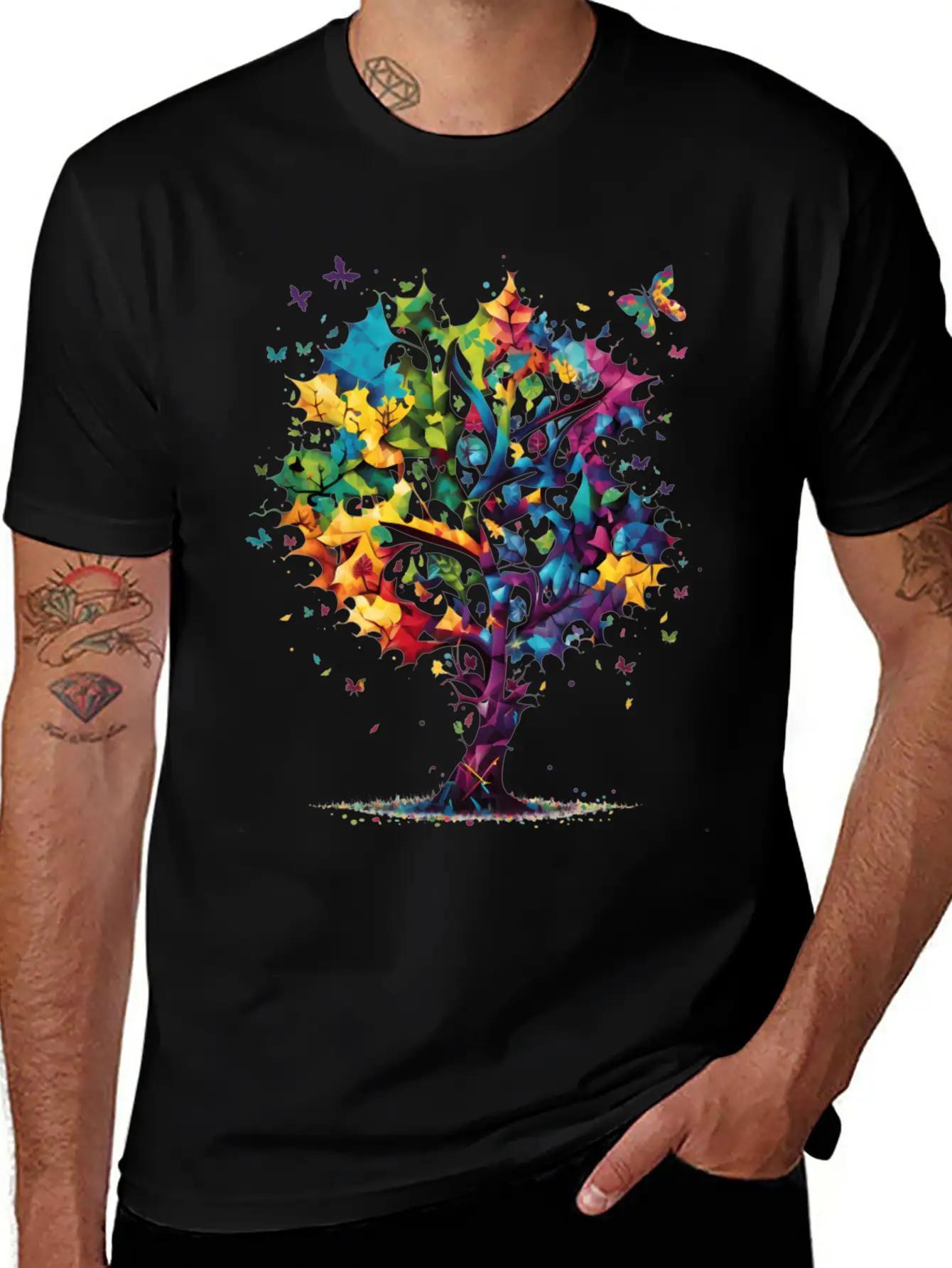 Awareness Autism Puzzle Pieces Colorful Tree Unisex Short Sleeve Soft Cotton T-Shirt – Casual Everyday Wear