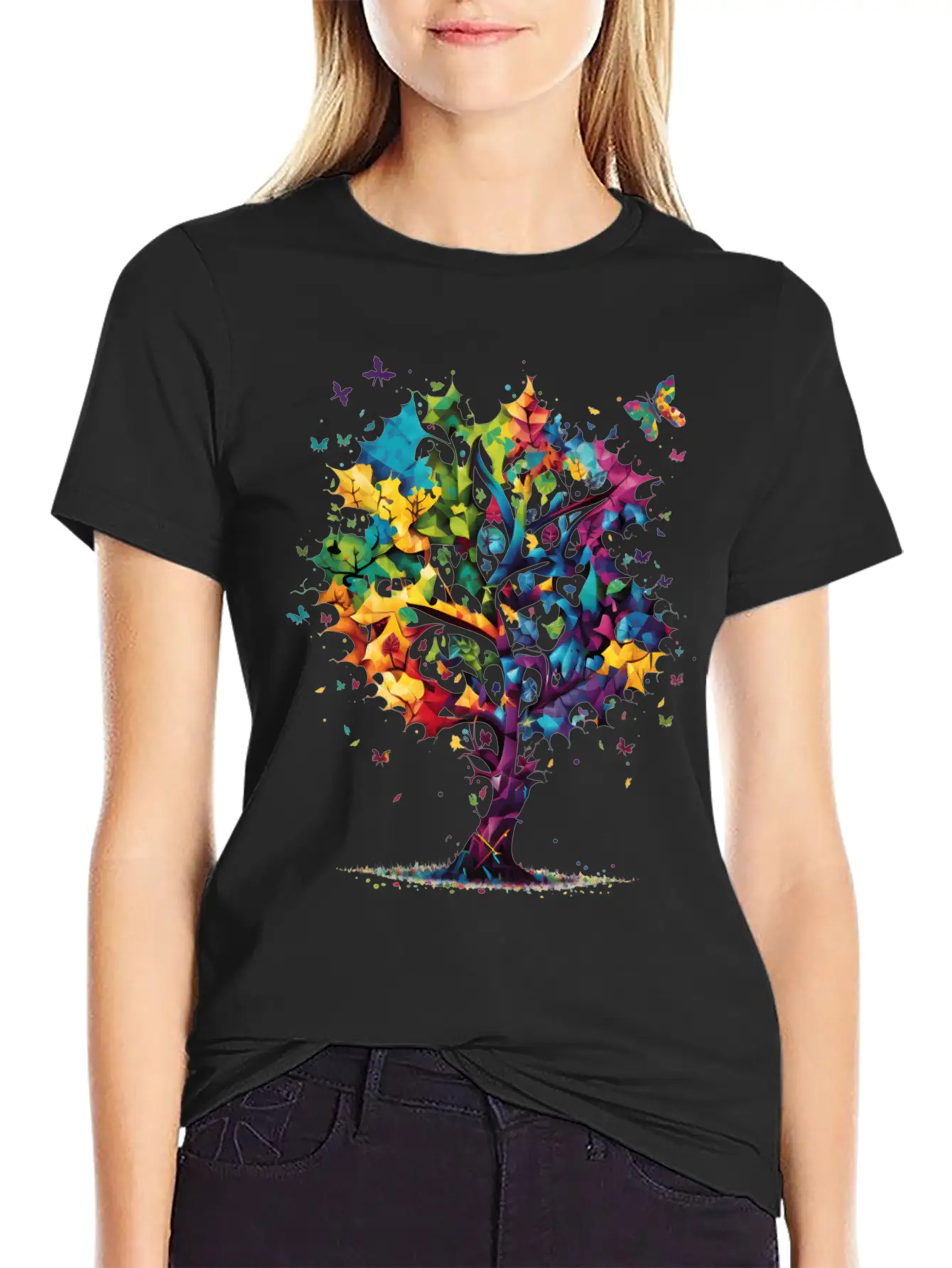 Awareness Autism Puzzle Pieces Colorful Tree Unisex Short Sleeve Soft Cotton T-Shirt – Casual Everyday Wear