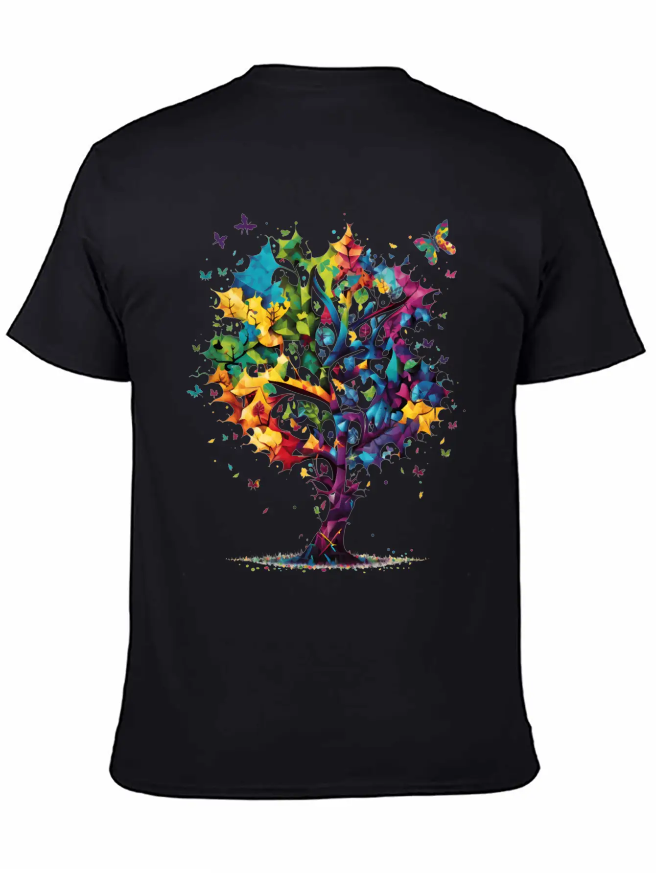 Awareness Autism Puzzle Pieces Colorful Tree Unisex Short Sleeve Soft Cotton T-Shirt – Casual Everyday Wear