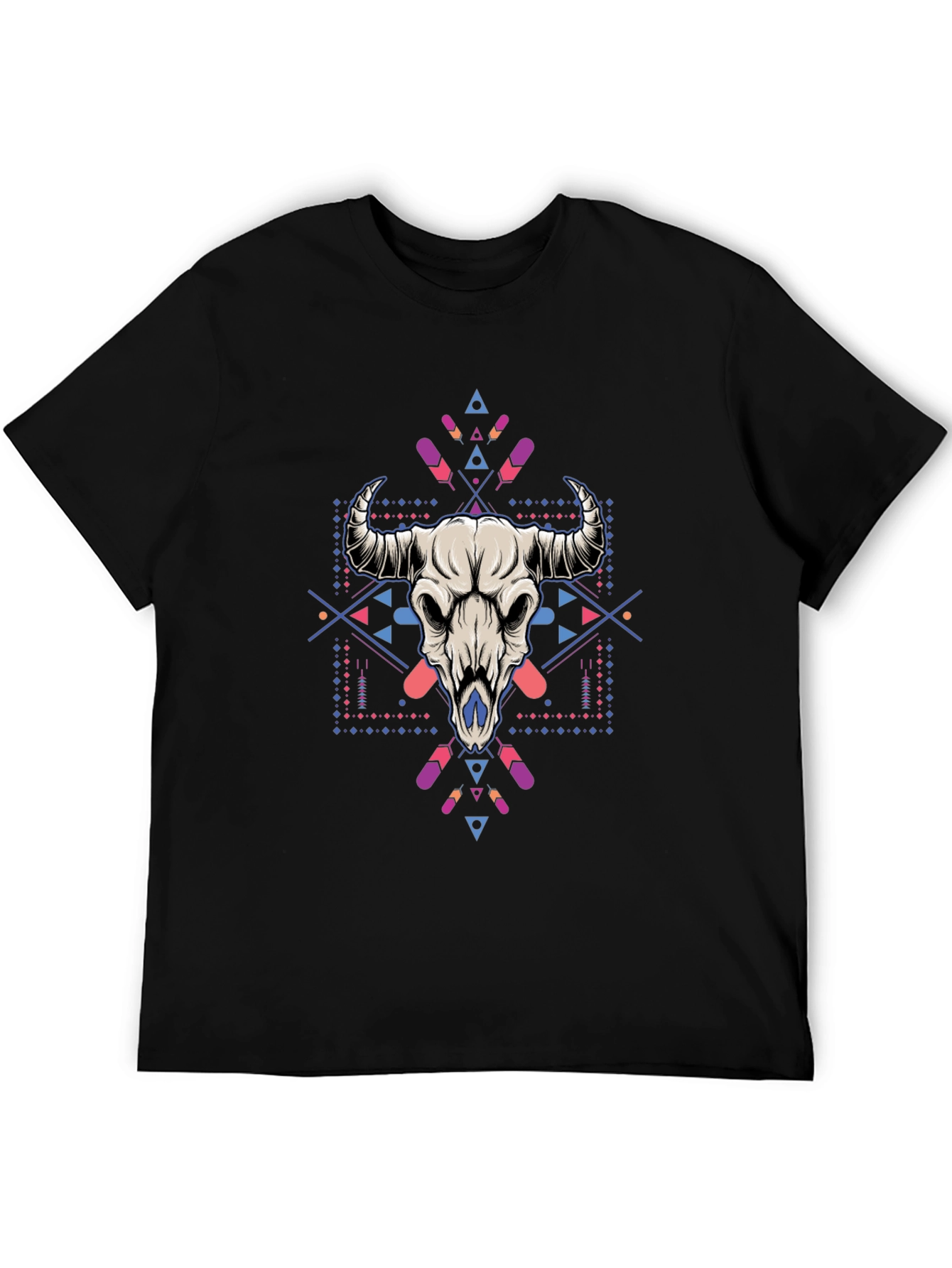 Bull Skull Graphic Tee - Stylish Mens Black T-Shirt