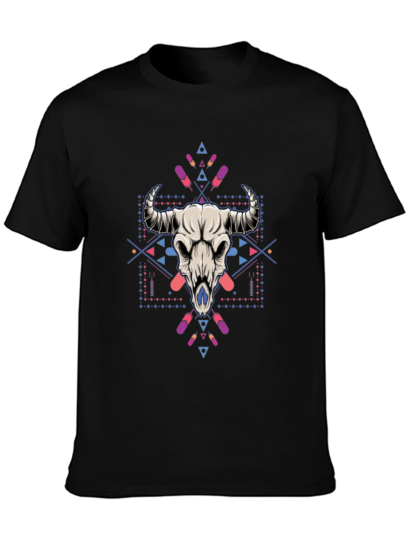 Bull Skull Graphic Tee - Stylish Mens Black T-Shirt
