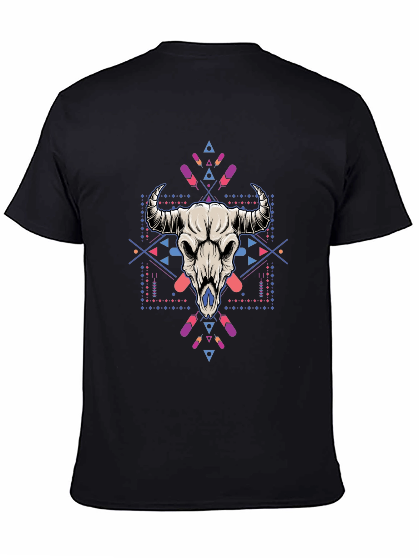 Bull Skull Graphic Tee - Stylish Mens Black T-Shirt