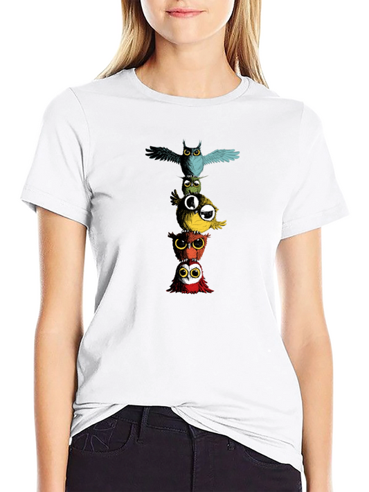 Stacked Owl T-Shirt - Cool Graphic Print Tee