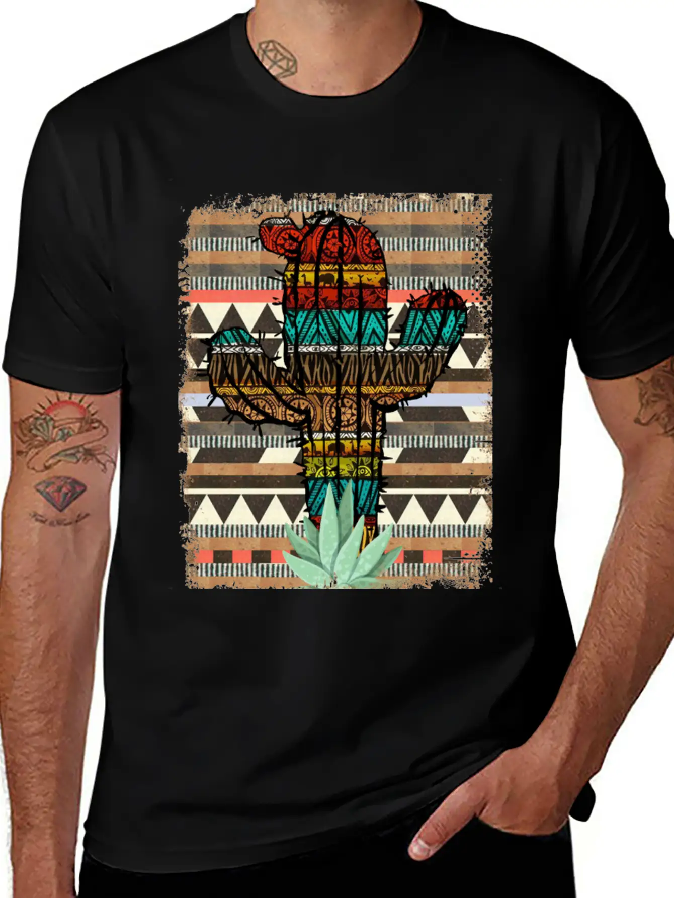 Aztec Cactus Stylish Everyday T-Shirt – Unisex Basic Cotton Tee