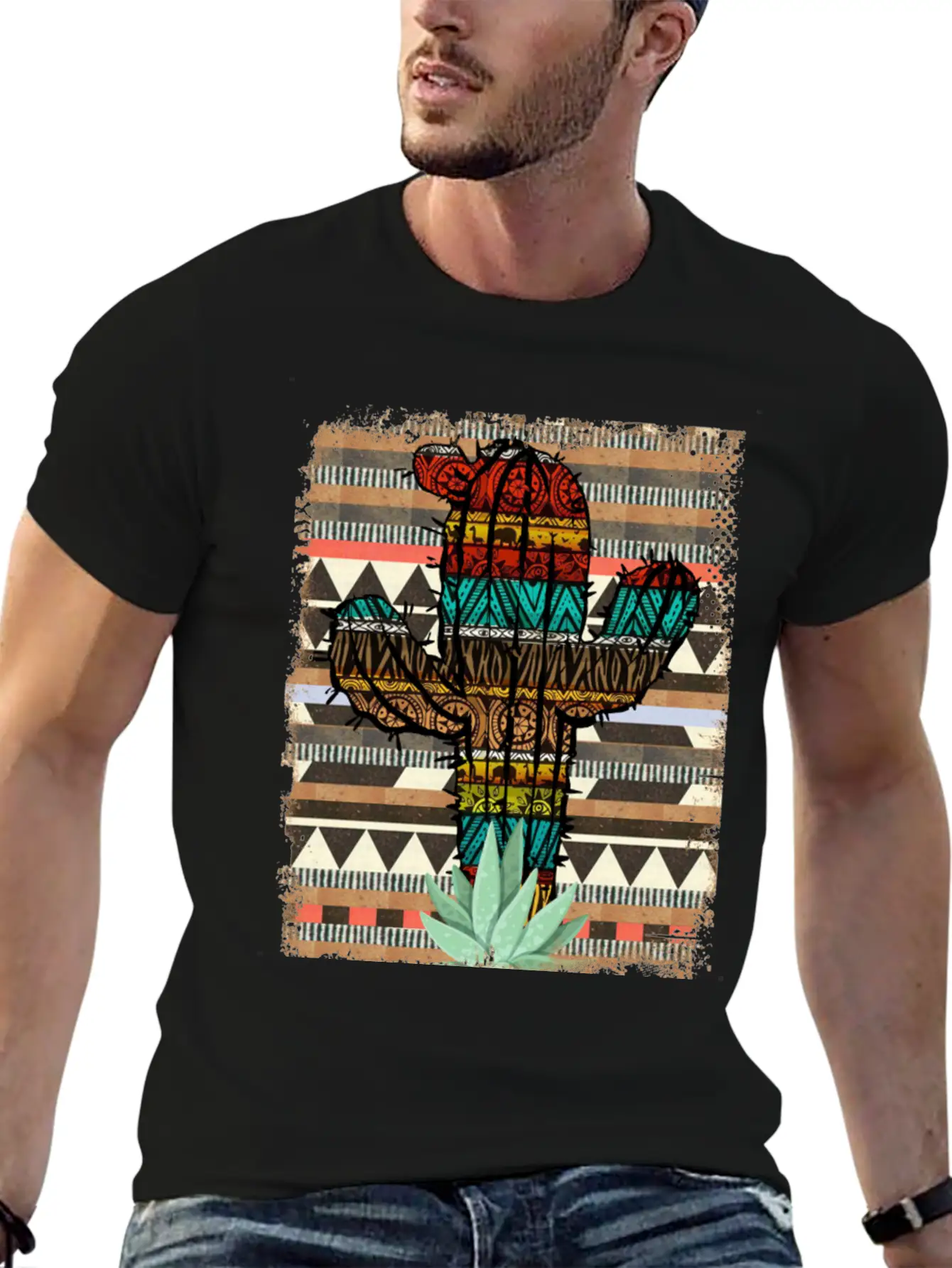 Aztec Cactus Stylish Everyday T-Shirt – Unisex Basic Cotton Tee
