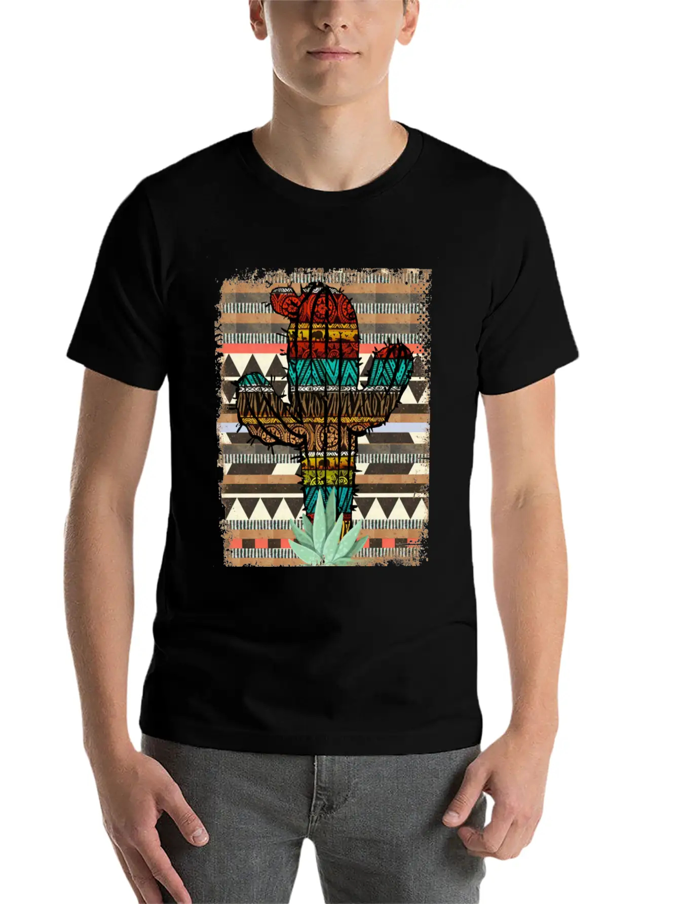 Aztec Cactus Stylish Everyday T-Shirt – Unisex Basic Cotton Tee