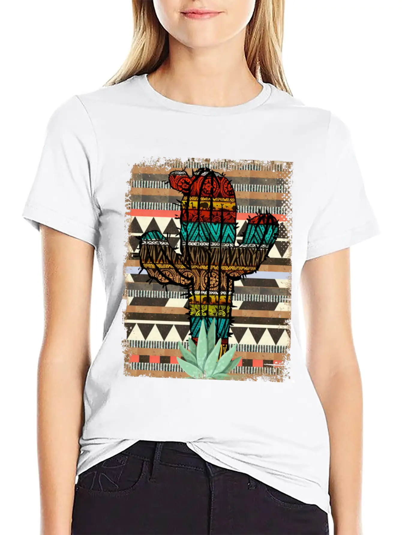 Aztec Cactus Stylish Everyday T-Shirt – Unisex Basic Cotton Tee