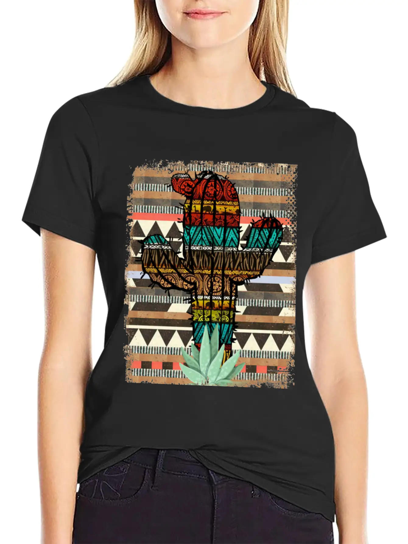 Aztec Cactus Stylish Everyday T-Shirt – Unisex Basic Cotton Tee