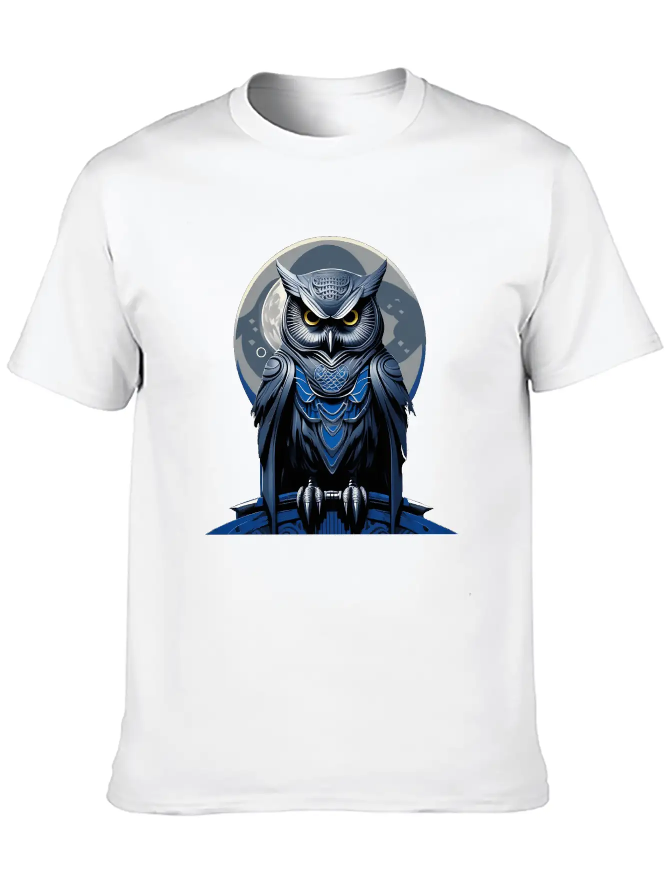 Azure Whispers Of Night: Mysterious Owl Fashion Comfortable Minimalist Graphic Tee – Summer Style Essential