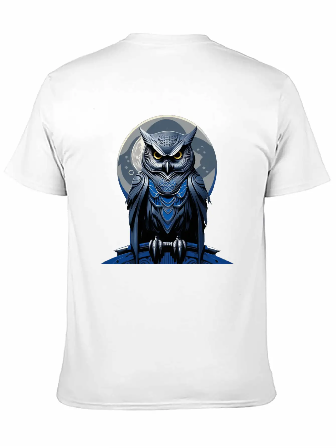 Azure Whispers Of Night: Mysterious Owl Fashion Comfortable Minimalist Graphic Tee – Summer Style Essential
