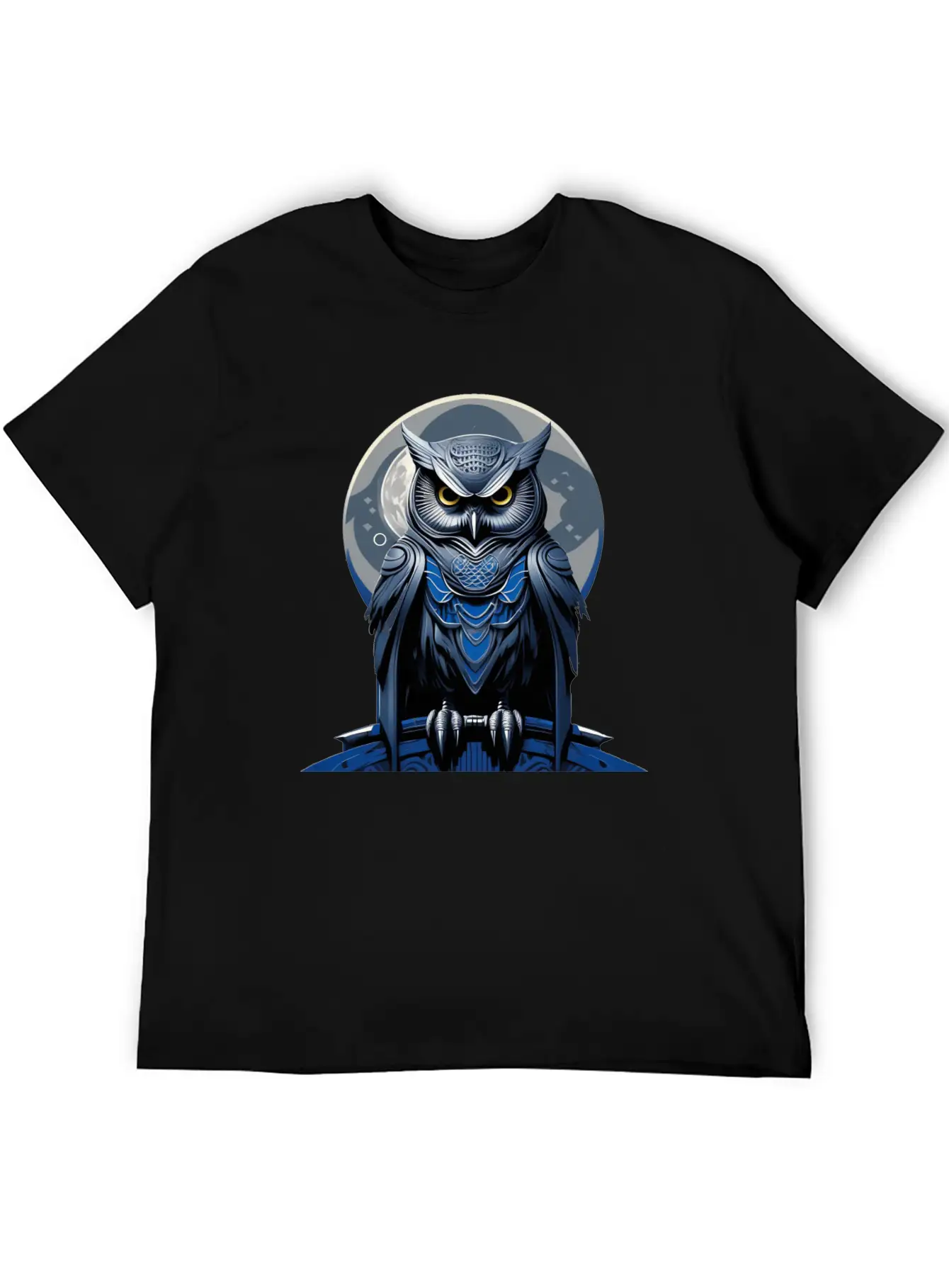 Azure Whispers Of Night: Mysterious Owl Fashion Comfortable Minimalist Graphic Tee – Summer Style Essential