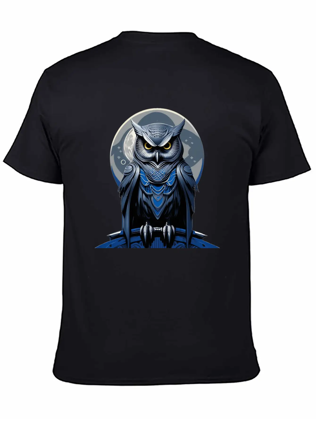 Azure Whispers Of Night: Mysterious Owl Fashion Comfortable Minimalist Graphic Tee – Summer Style Essential