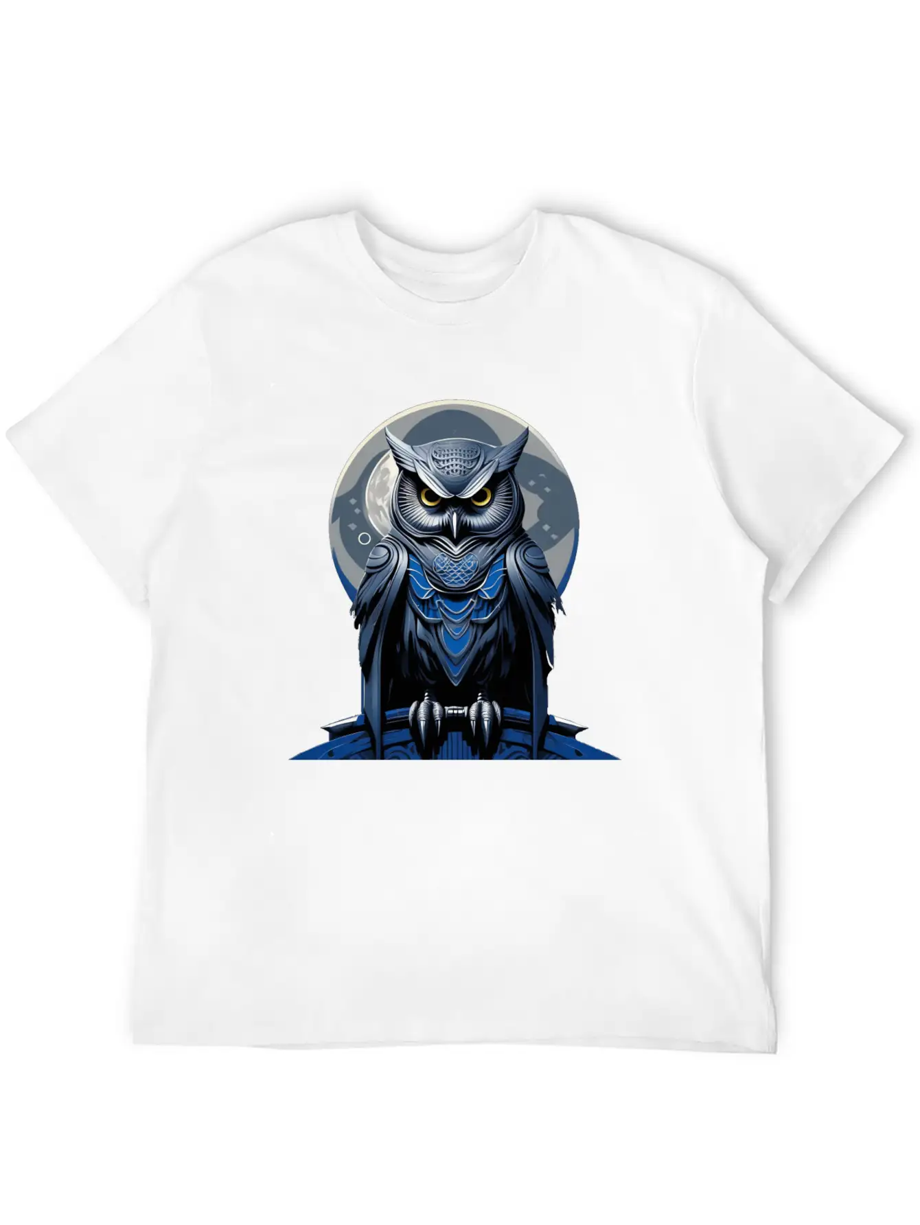 Azure Whispers Of Night: Mysterious Owl Fashion Comfortable Minimalist Graphic Tee – Summer Style Essential