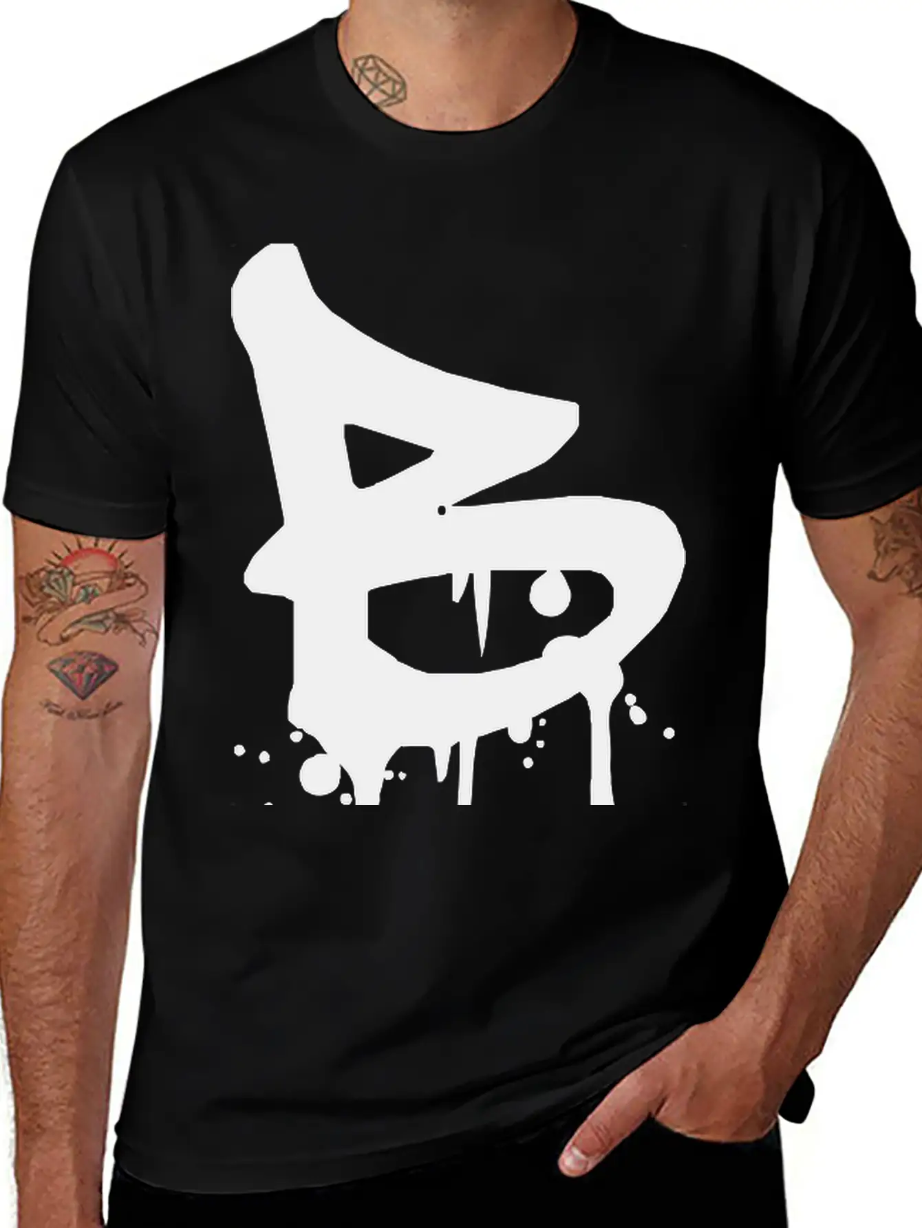 B Graffiti Drops Farbklex Blood Spray Stylish Everyday T-Shirt – Unisex Basic Cotton Tee