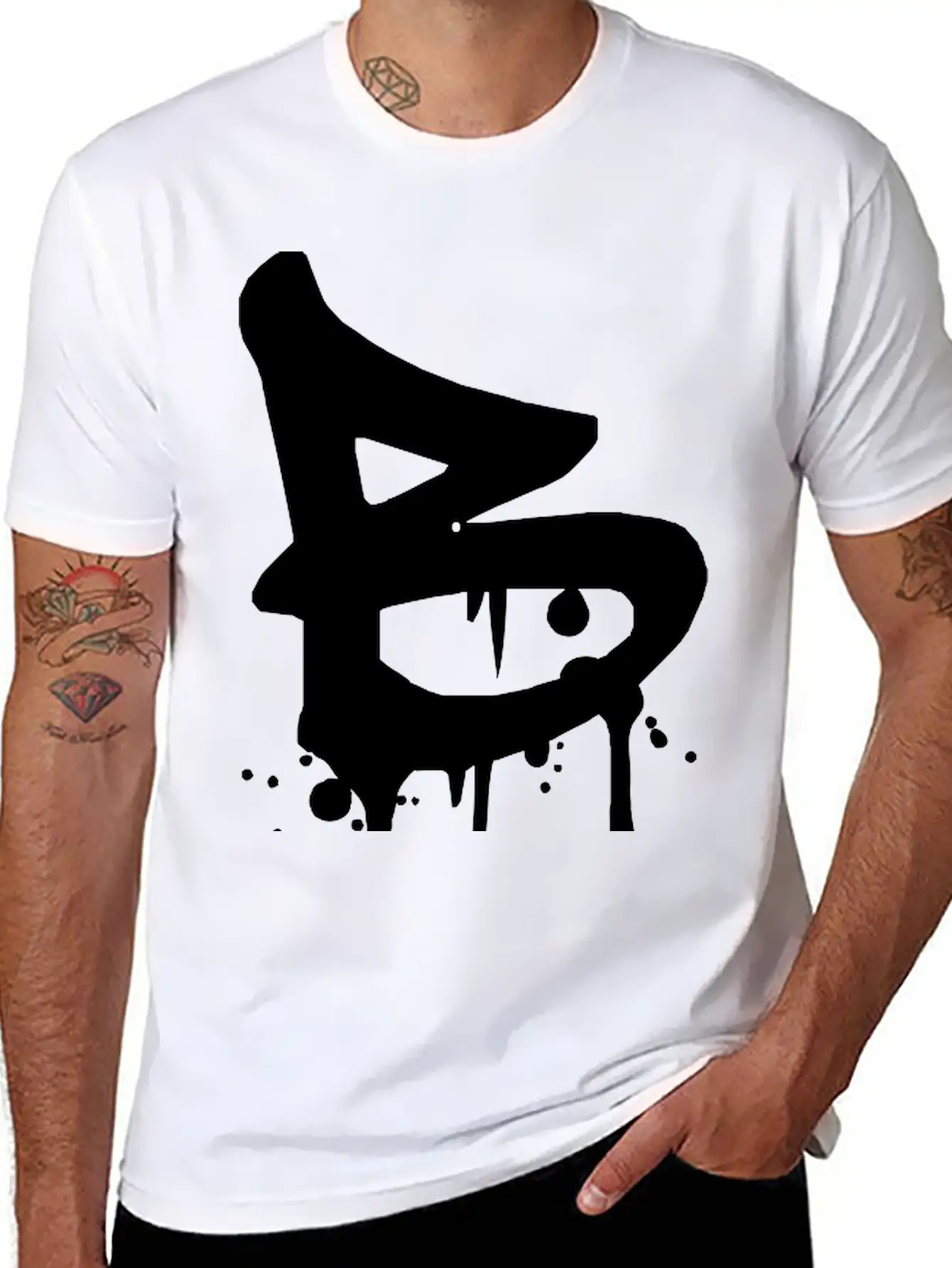 B Graffiti Drops Farbklex Blood Spray Stylish Everyday T-Shirt – Unisex Basic Cotton Tee