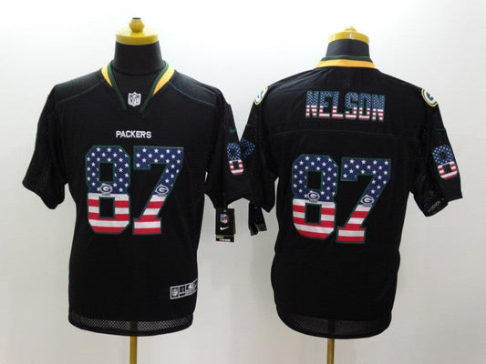 Men's Green Bay Packers Jordy Nelson #87 Black Game Player Jerseys