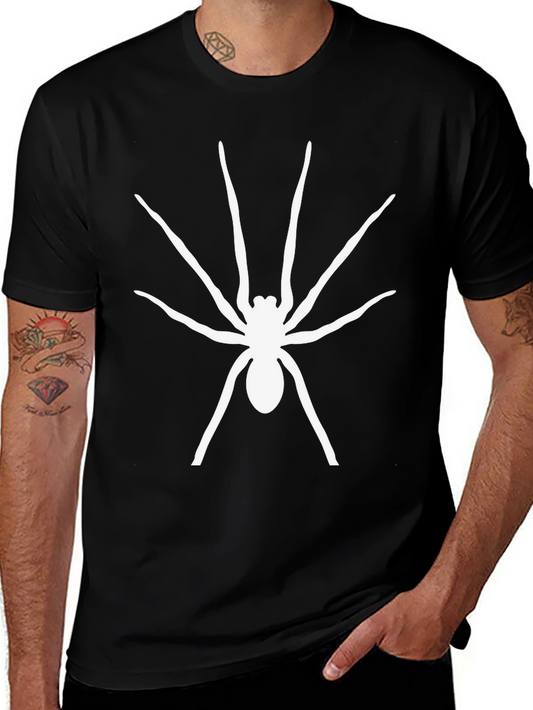 Spider Graphic Tee - Black Cotton Casual T-Shirt