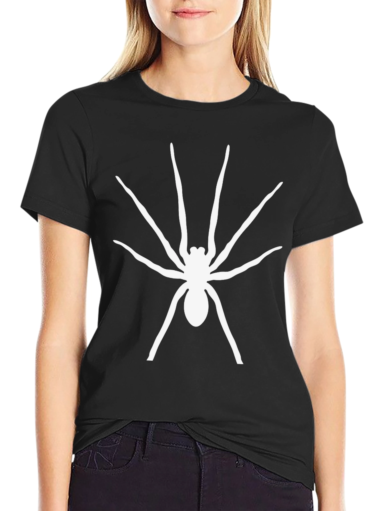 Spider Graphic Tee - Black Cotton Casual T-Shirt