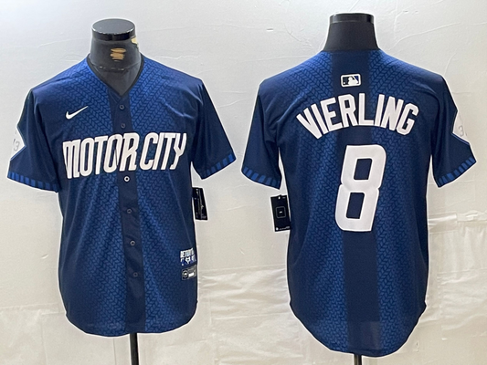 Men's Detroit Tigers Matt Vierling #8 Navy 2024 City Connect Limited Jerseys