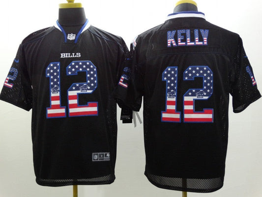 Men's Buffalo Bills Jim Kelly #12 Black Game Jerseys