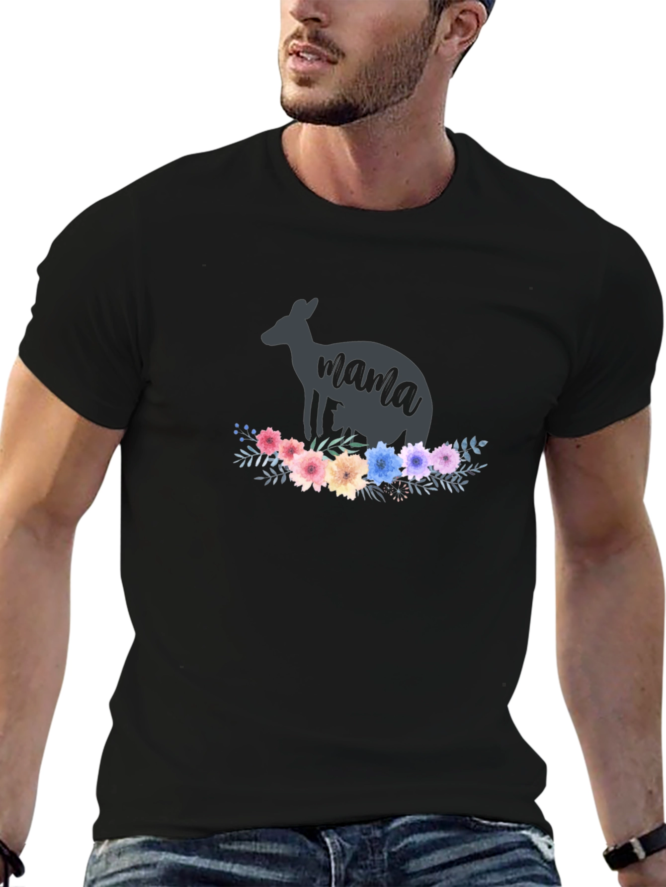 Kangaroo Mama T-Shirt - Floral Design