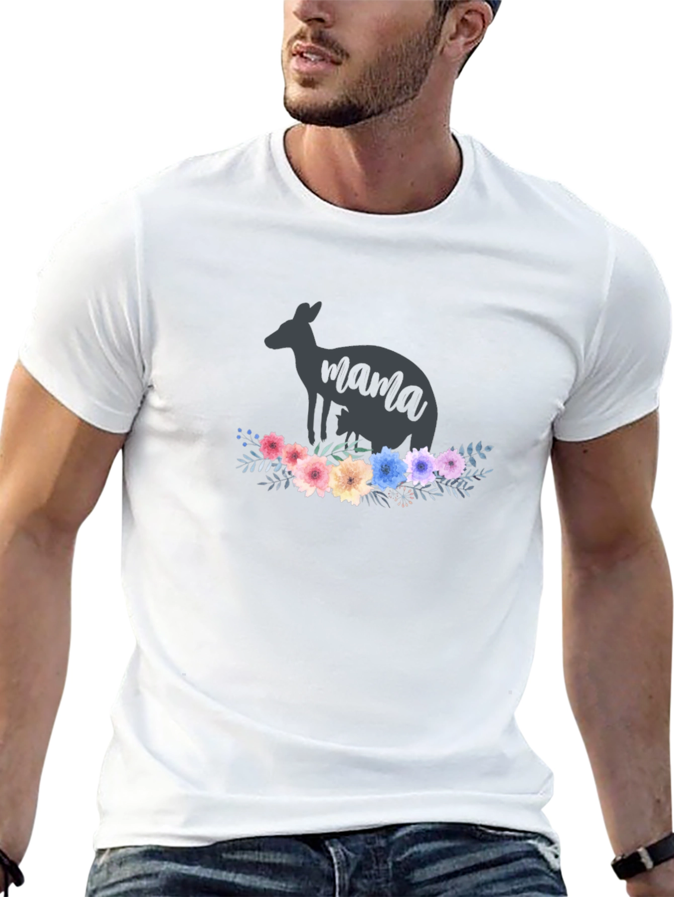 Kangaroo Mama T-Shirt - Floral Design