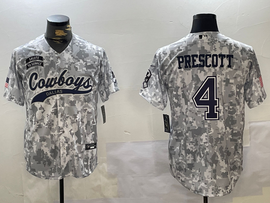 Men's Dallas Cowboys Dak Prescott #4 Arctic Camo 2024 Salute to Service Player Jerseys